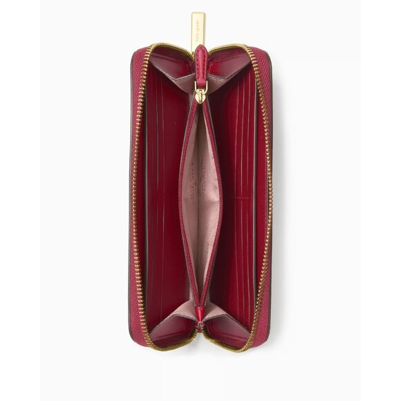 New Kate Spade Madison Large Continental Wallet Textured Patent Leather Red Jam - Picture 4 of 4